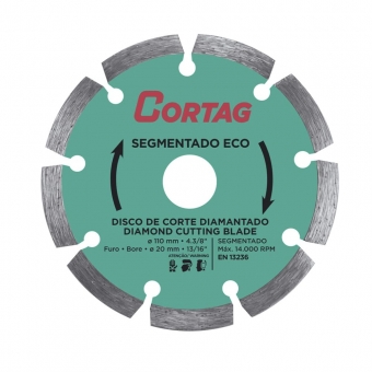 Disco Diamantado Turbo Porcelana 110mm X 20mm - Cortag