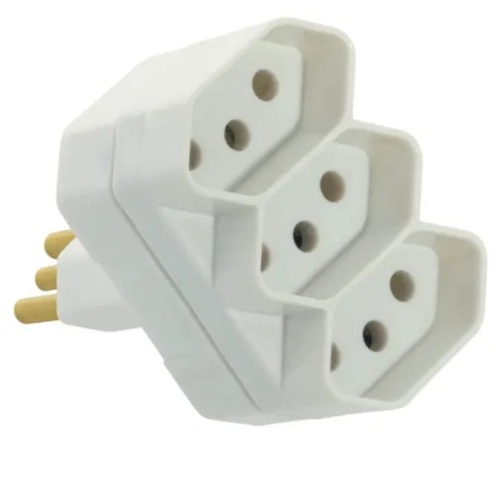 Plugue Adaptador 3 Saidas Padrão Brasileiro 2P 10A - Fame#SIMONLEX#