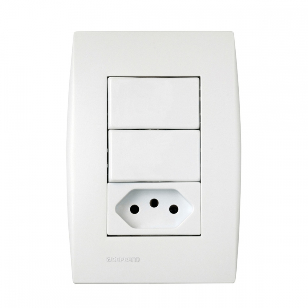 Interruptor 2s Simples + 1 Tomada 2p+T 10a Ilus - Soprano#SIMONLEX#