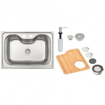 Cuba Sobrepor Inox Morgana 69X49X20,5cm 60FX Acetinado c/ Valvula e Acessorio - Tramontina#SIM#