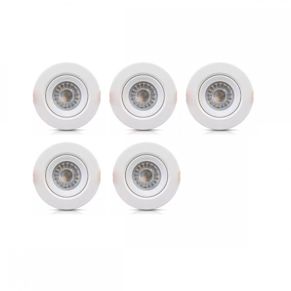 Kit Led Spot Emb Red 4w 3000k Biv Branco C/5unid - Pop#SIMONLEX#