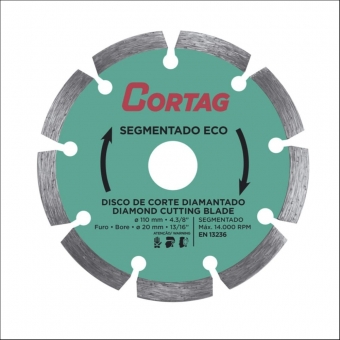 Disco Diamantado Segmentado 110mm X 20mm – Cortag