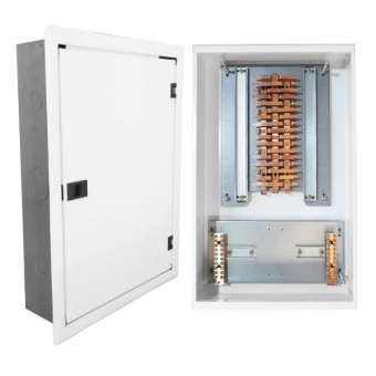 Quadro de Distribuição Acetinado de Chapa Embutir Din P/34 Disjun C/Barr 150A -Andaluz#SIMONLEX#