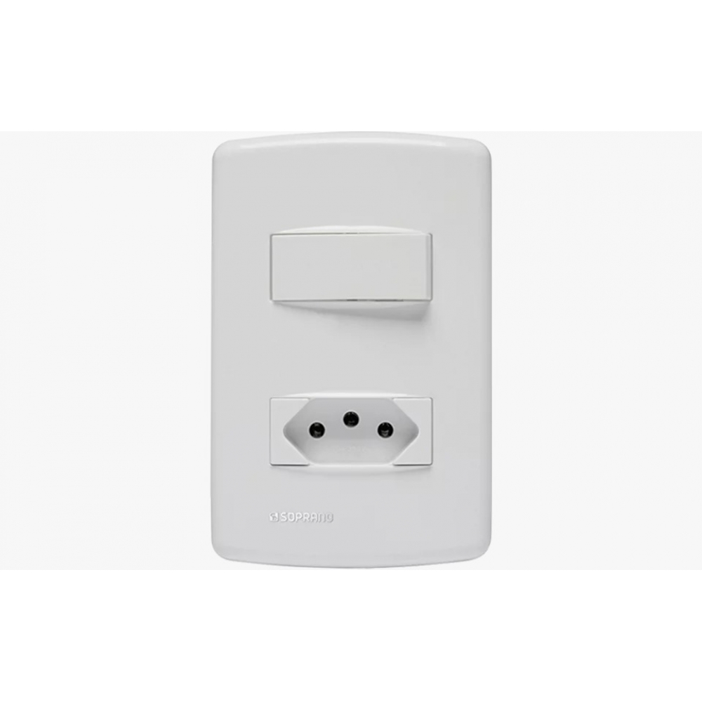 Duale Interruptor 1S Simples + Tomada 2P+T 10A - Soprano#SIMONLEX#
