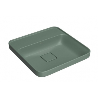 Cuba De Sobrepor Quadrada Com Deck 40cm Slim - Sálvia - Deca#SIM#