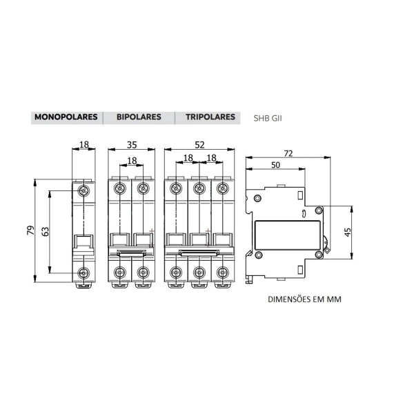 Disjuntor Unipolar 20A Din C Shb Gii 3kA - Soprano#SIMONLEX#