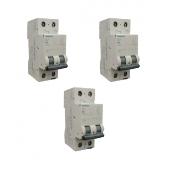 Kit Disjuntor Din B Bipolar 16A 5SX1 - Siemens C/3Unid#SIMONLEX#