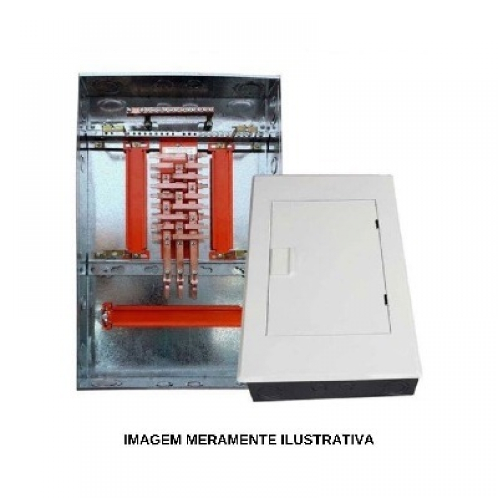 Quadro de Distribuição Acetinado de Chapa Embutir Din P/16 Disjun C/Barr 100A -Moratori#SIMONLEX#