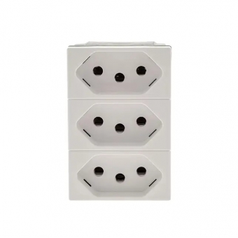 Módulo Tomada Tripla 2P+T 10A Pial Plus - Branco#SIMONLEX#