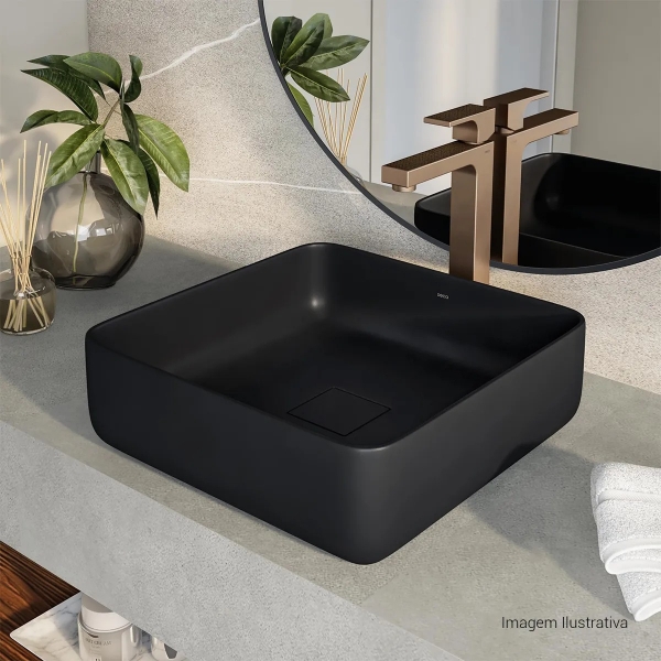 Cuba Slim De Apoio Quadrada 40cm Ébano Fosco - Deca#SIM#