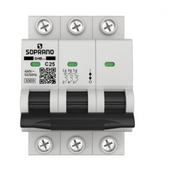 Disjuntor Tripolar Din  C 25A 3KA - Soprano#SIMONLEX#