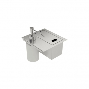 Porta Esponja com Tampa e Dosador de Sabão Líquido em Aço Inox TRAMONTINA#SIM#