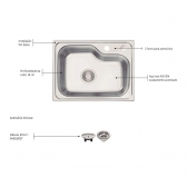 Cuba de Embutir de Inox Morgana 55x42cm 48FX Undermount Acetinado Com Válvula - Tramontina#SIM#