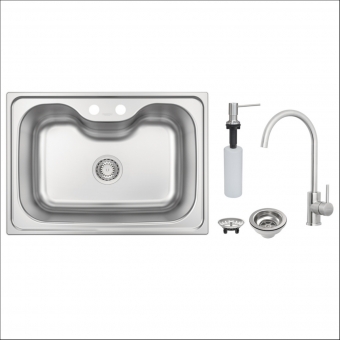 Cuba Inox Morgana 60FX Undermount C/ Monocomando, Dosador de Sabão e Válvula - Tramontina#SIM#