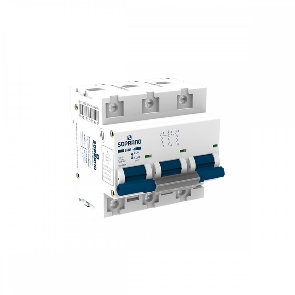Disjuntor Tripolar 80A Din C 10kA Shb-H - Soprano#SIMONLEX#