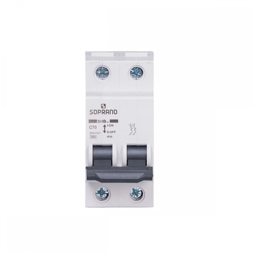 Disjuntor Bipolar 70A Din C Shb Gii 3kA - Soprano#SIMONLEX#
