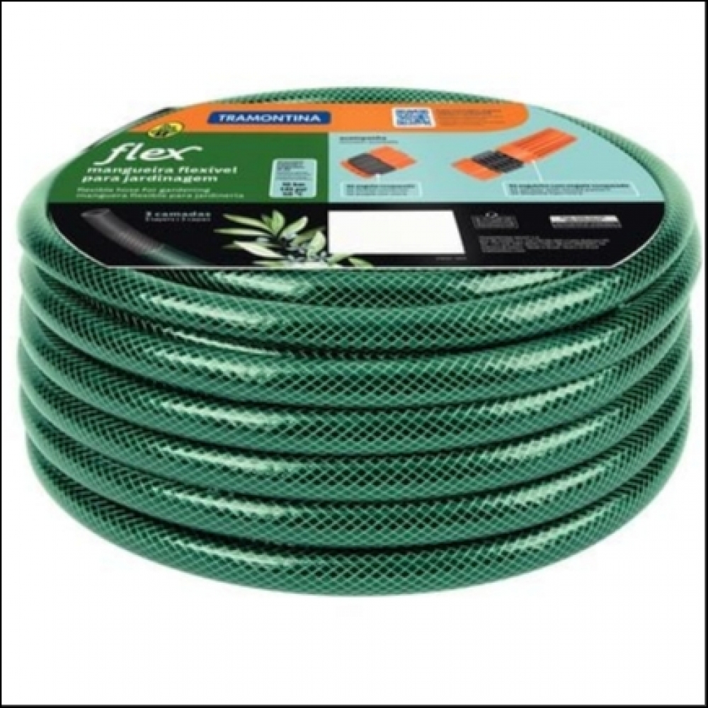 Mangueira Verde em PVC 3 Camadas 15m C/Engate Rosqueado e Esguicho - Tramontina#SIMONLEX#