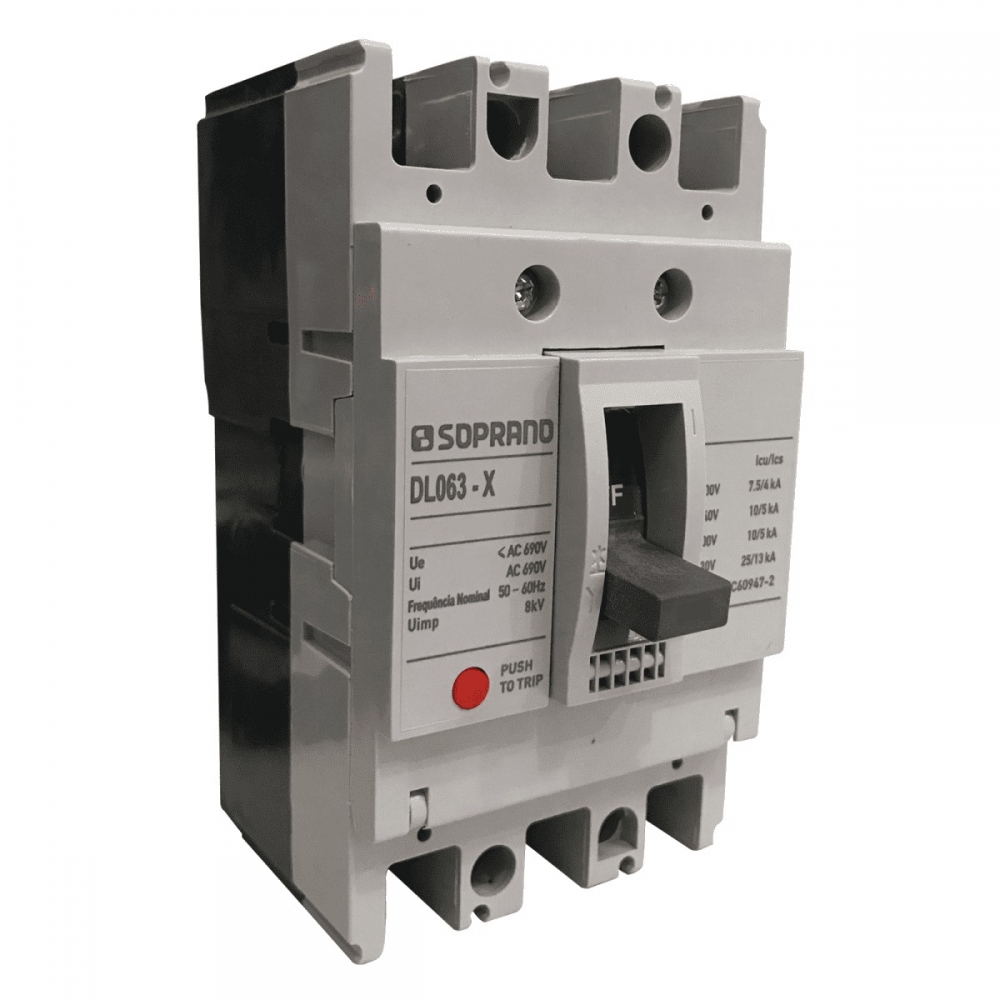 Disjuntor Tripolar 50A Caixa Moldada 25kA 230vca - Soprano#SIMONLEX#