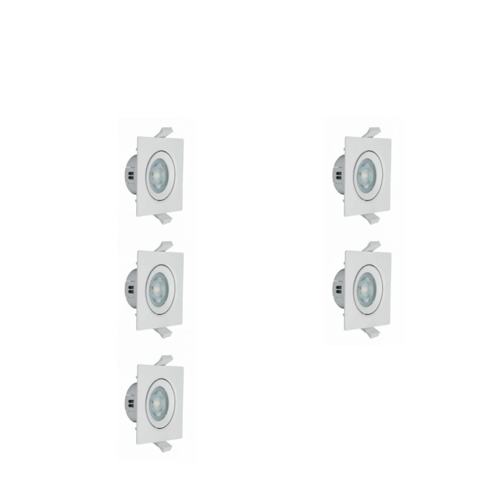 Kit Led Spot Emb Quad 4w 3000k Biv Branco C/5 Unid- Pop