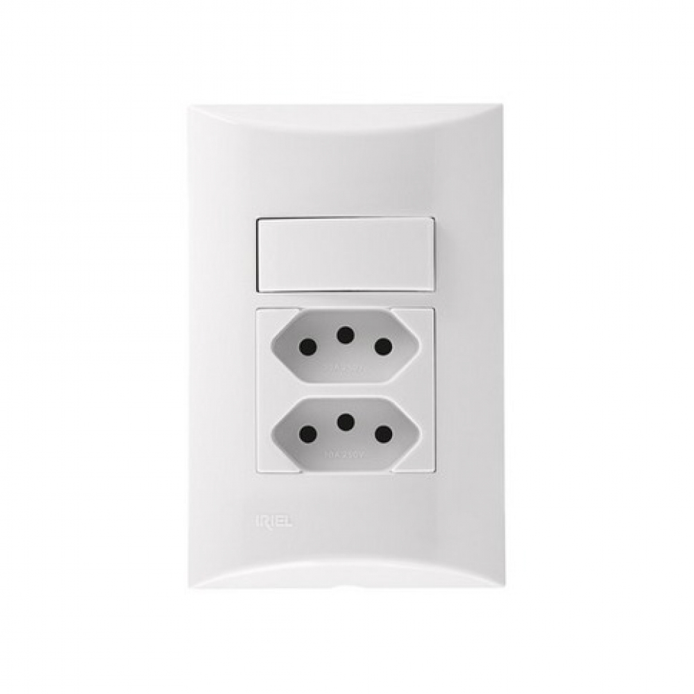 Brava Interruptor 1S Simples + 1 Tomada Dupla 10A - Soprano#SIMONLEX#