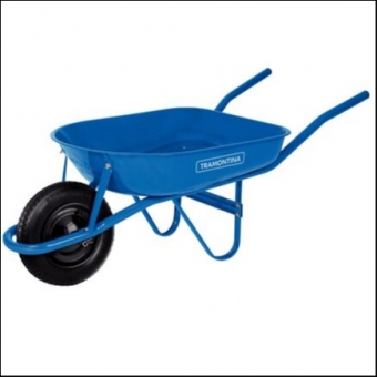 Carrinho De Mão C/Caçamba Rasa Metálica Azul 50L, Braço Metálico - Tramontina#SIMONLEX#