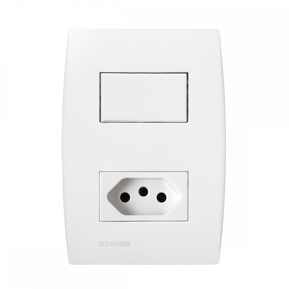 Interruptor 1s Simples + 1 Tomada 2p+T 20a Ilus - Soprano#SIMONLEX#