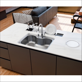 Cuba Inox Morgana 60FX Undermount C/ Monocomando, Dosador de Sabão e Válvula - Tramontina#SIM#